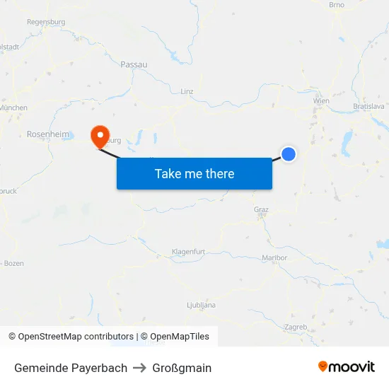 Gemeinde Payerbach to Großgmain map