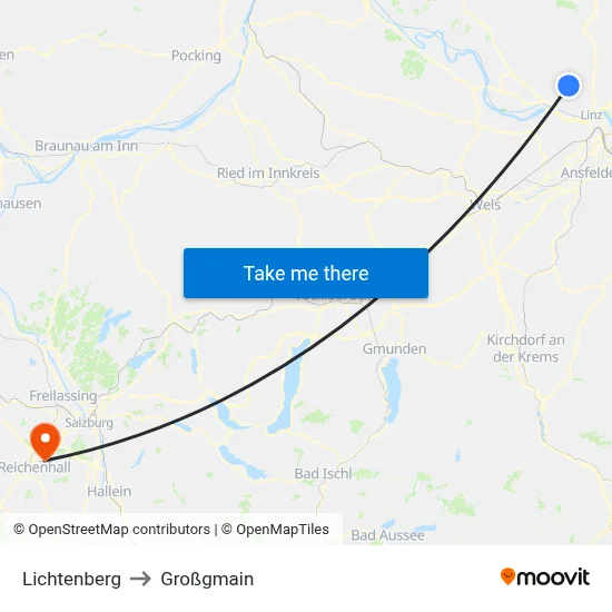 Lichtenberg to Großgmain map