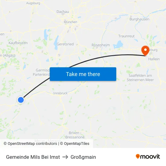 Gemeinde Mils Bei Imst to Großgmain map