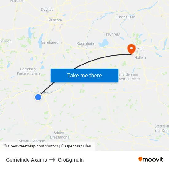 Gemeinde Axams to Großgmain map