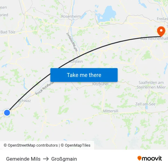 Gemeinde Mils to Großgmain map