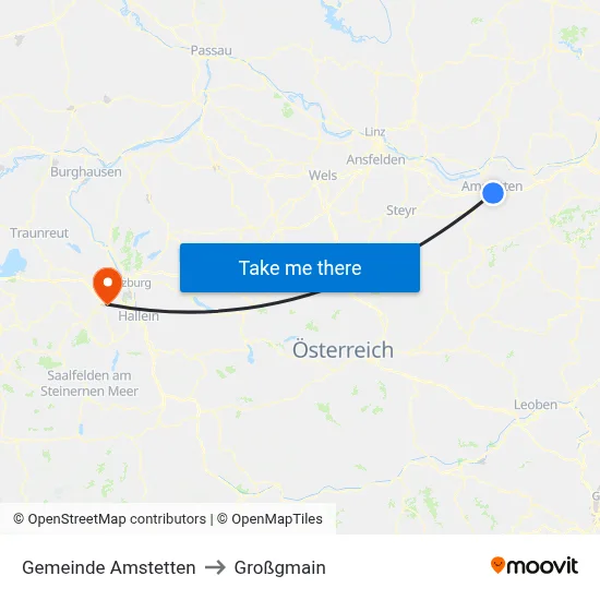Gemeinde Amstetten to Großgmain map