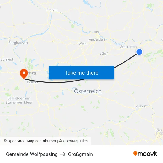 Gemeinde Wolfpassing to Großgmain map