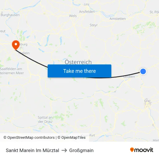 Sankt Marein Im Mürztal to Großgmain map