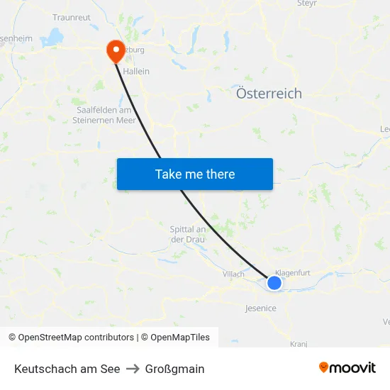 Keutschach am See to Großgmain map