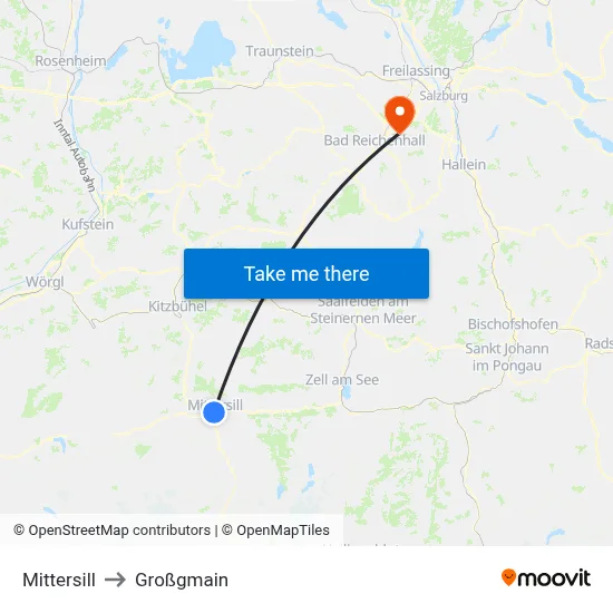 Mittersill to Großgmain map