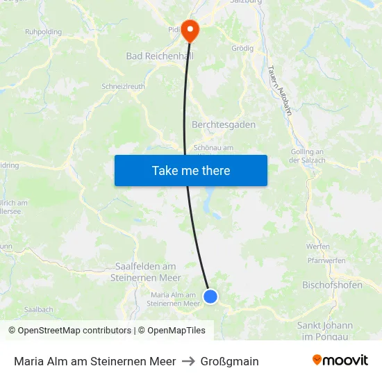 Maria Alm am Steinernen Meer to Großgmain map