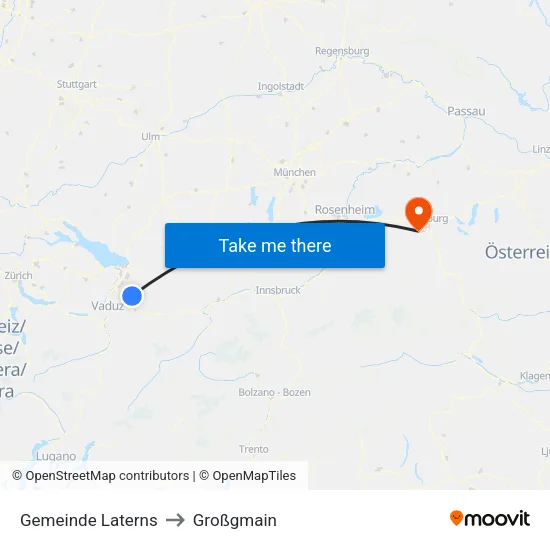 Gemeinde Laterns to Großgmain map