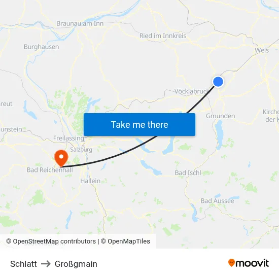Schlatt to Großgmain map