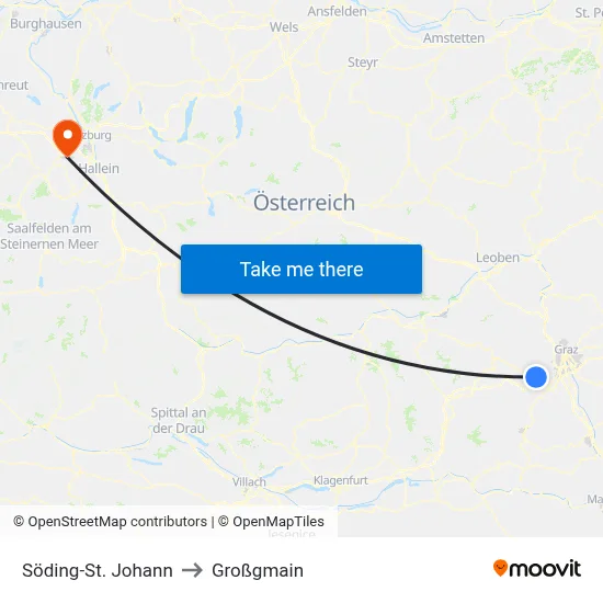 Söding-St. Johann to Großgmain map