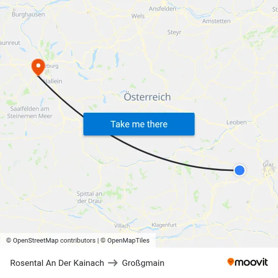 Rosental An Der Kainach to Großgmain map