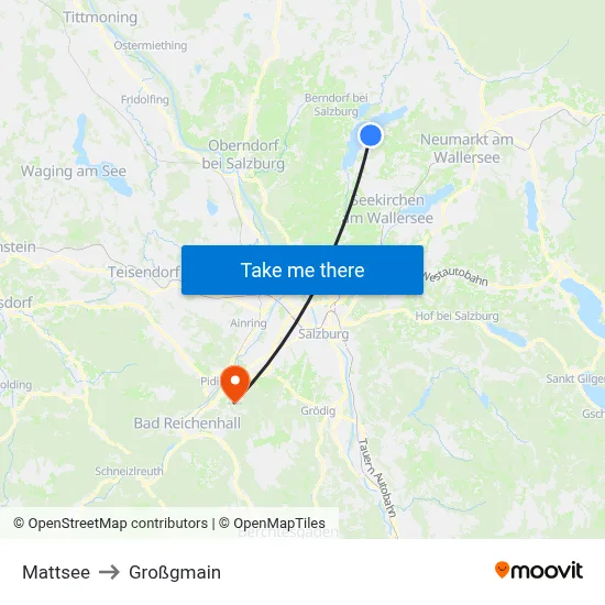 Mattsee to Großgmain map