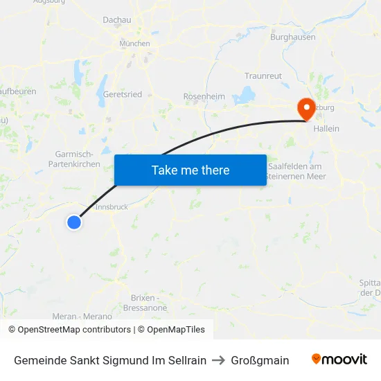Gemeinde Sankt Sigmund Im Sellrain to Großgmain map