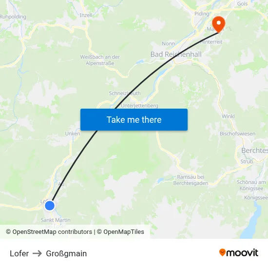 Lofer to Großgmain map