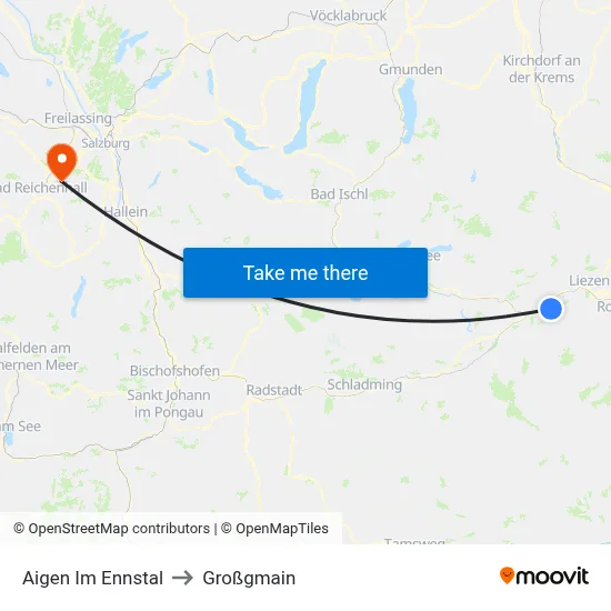 Aigen Im Ennstal to Großgmain map