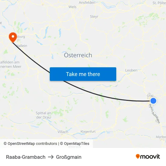 Raaba-Grambach to Großgmain map