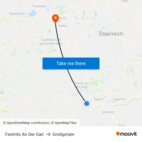 Feistritz An Der Gail to Großgmain map