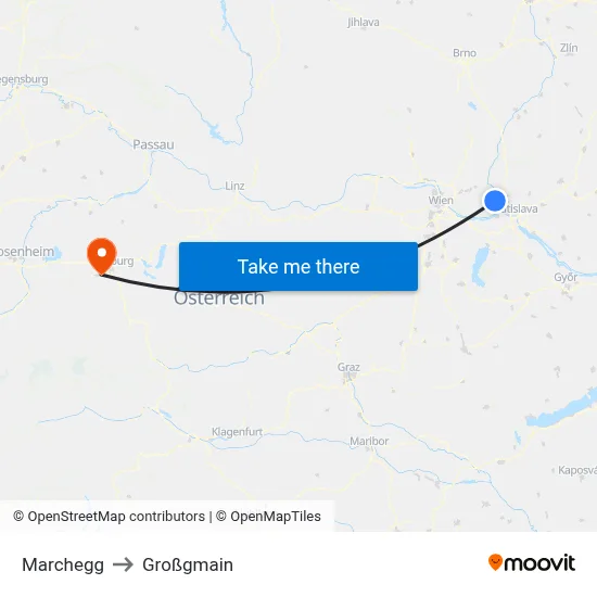 Marchegg to Großgmain map