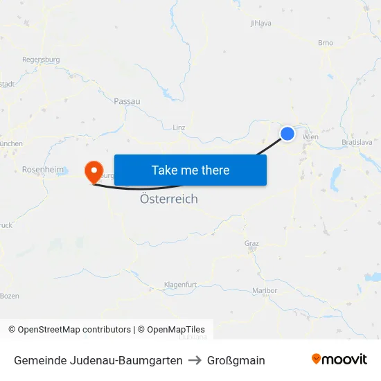 Gemeinde Judenau-Baumgarten to Großgmain map