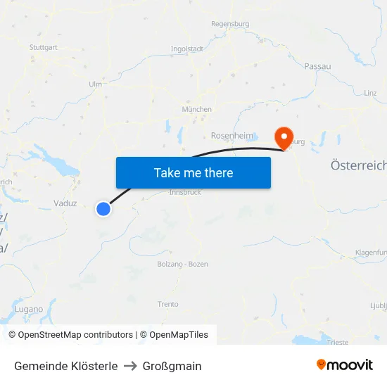 Gemeinde Klösterle to Großgmain map