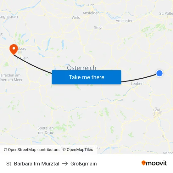 St. Barbara Im Mürztal to Großgmain map