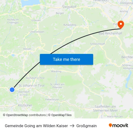 Gemeinde Going am Wilden Kaiser to Großgmain map