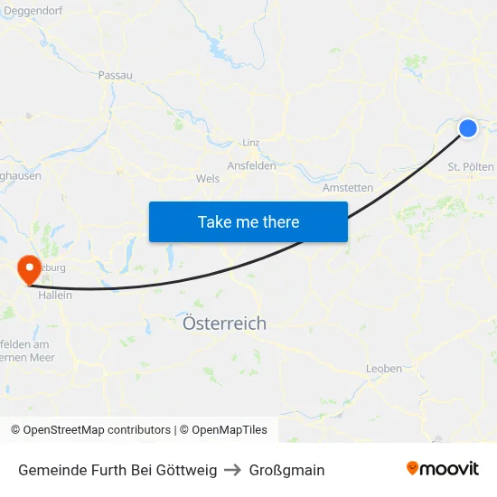 Gemeinde Furth Bei Göttweig to Großgmain map