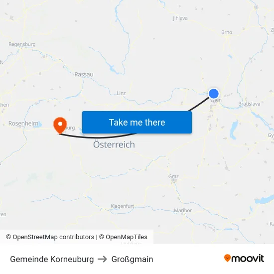 Gemeinde Korneuburg to Großgmain map