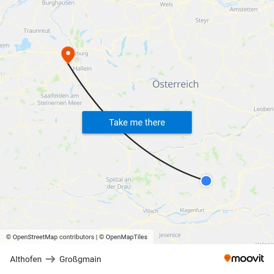 Althofen to Großgmain map