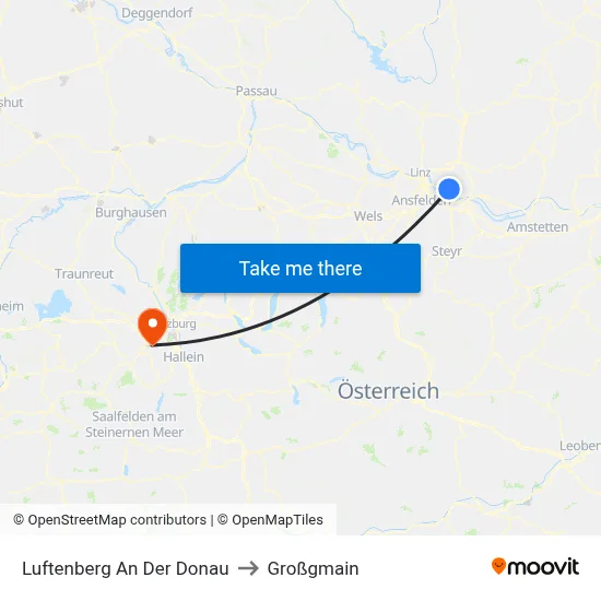 Luftenberg An Der Donau to Großgmain map