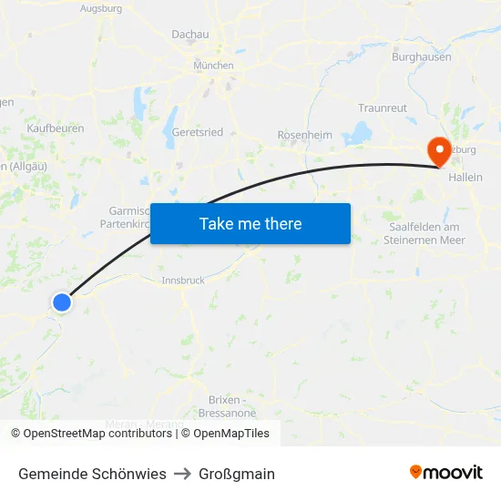 Gemeinde Schönwies to Großgmain map