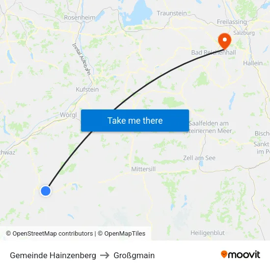 Gemeinde Hainzenberg to Großgmain map
