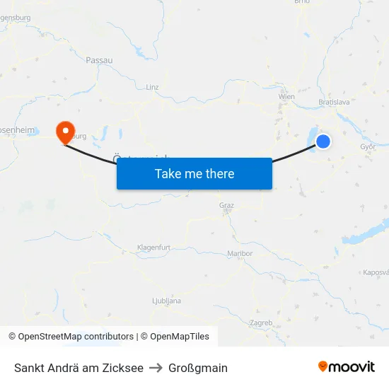 Sankt Andrä am Zicksee to Großgmain map