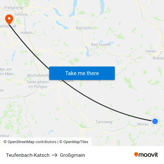 Teufenbach-Katsch to Großgmain map