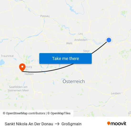 Sankt Nikola An Der Donau to Großgmain map