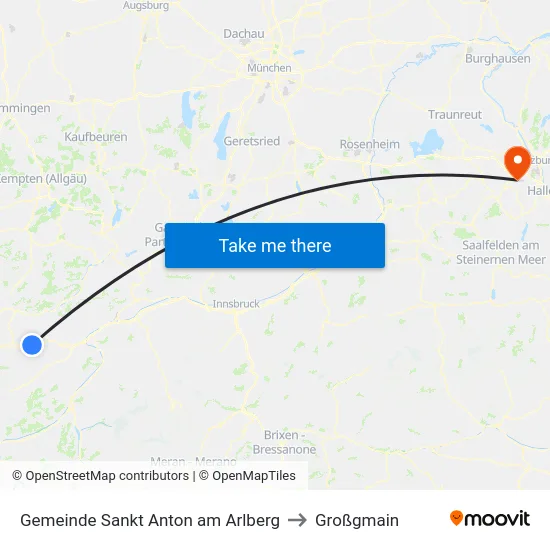 Gemeinde Sankt Anton am Arlberg to Großgmain map