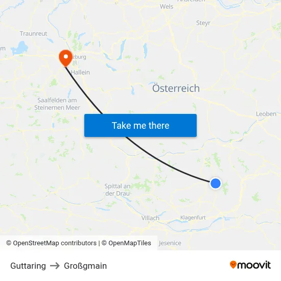 Guttaring to Großgmain map