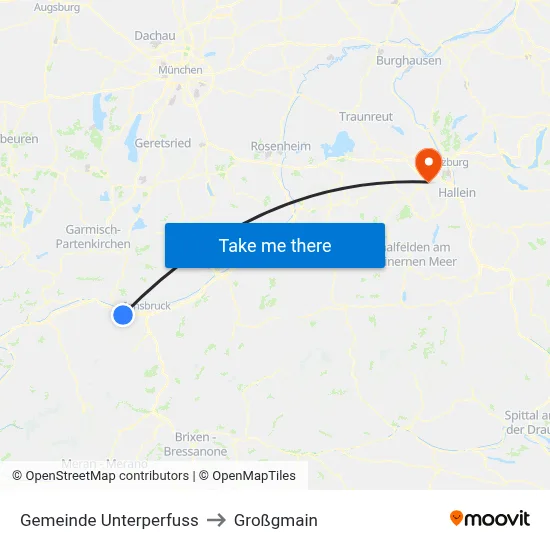 Gemeinde Unterperfuss to Großgmain map