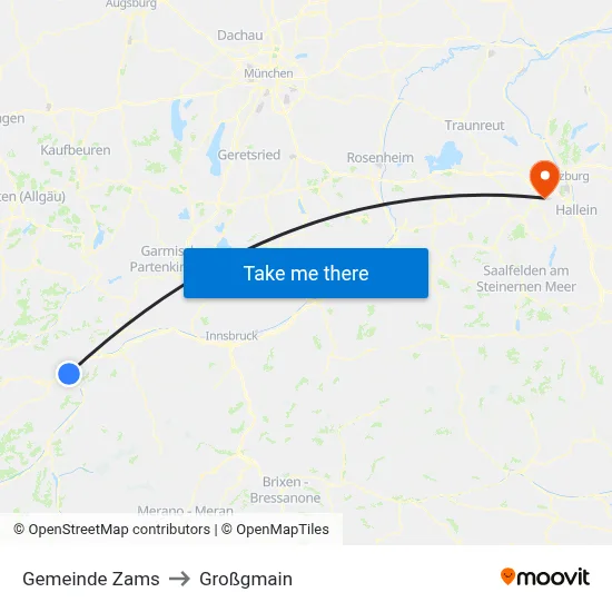 Gemeinde Zams to Großgmain map