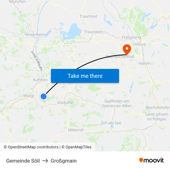 Gemeinde Söll to Großgmain map