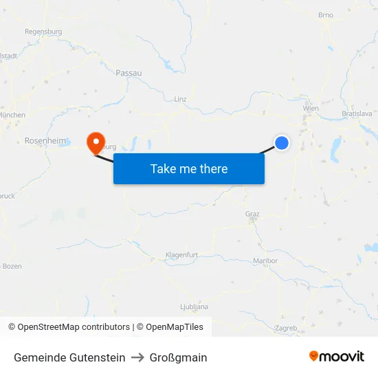 Gemeinde Gutenstein to Großgmain map