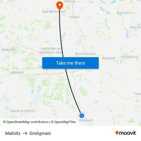 Mallnitz to Großgmain map