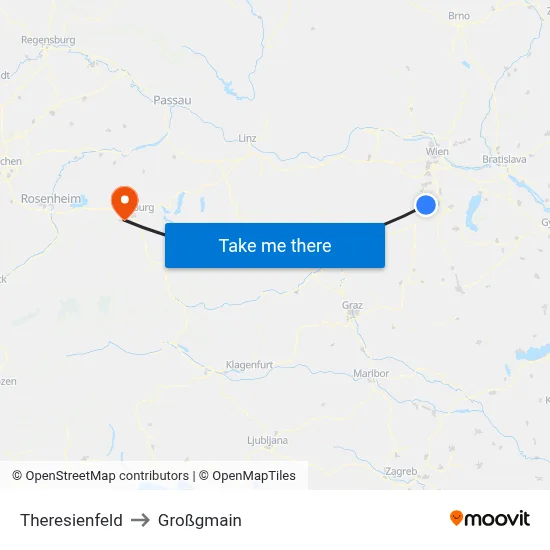 Theresienfeld to Großgmain map