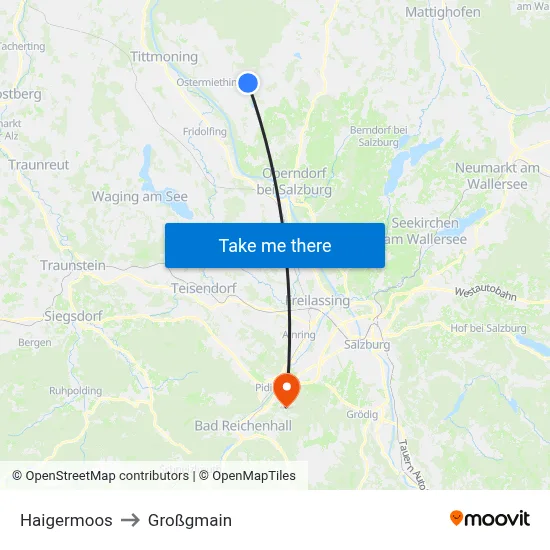 Haigermoos to Großgmain map