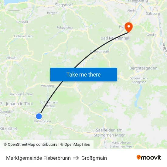 Marktgemeinde Fieberbrunn to Großgmain map