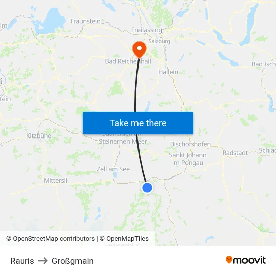 Rauris to Großgmain map