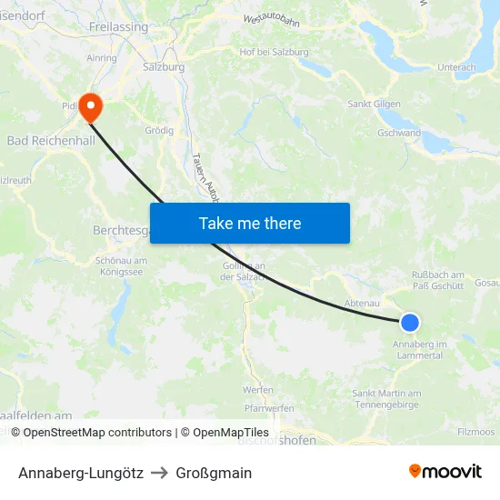 Annaberg-Lungötz to Großgmain map