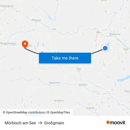 Mörbisch am See to Großgmain map