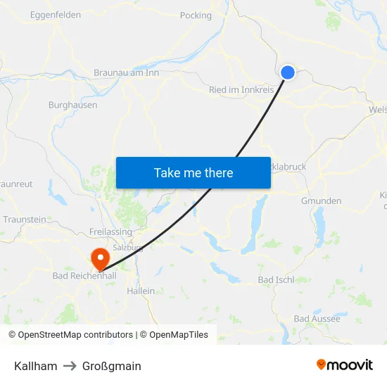 Kallham to Großgmain map