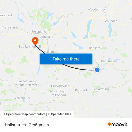 Hallstatt to Großgmain map